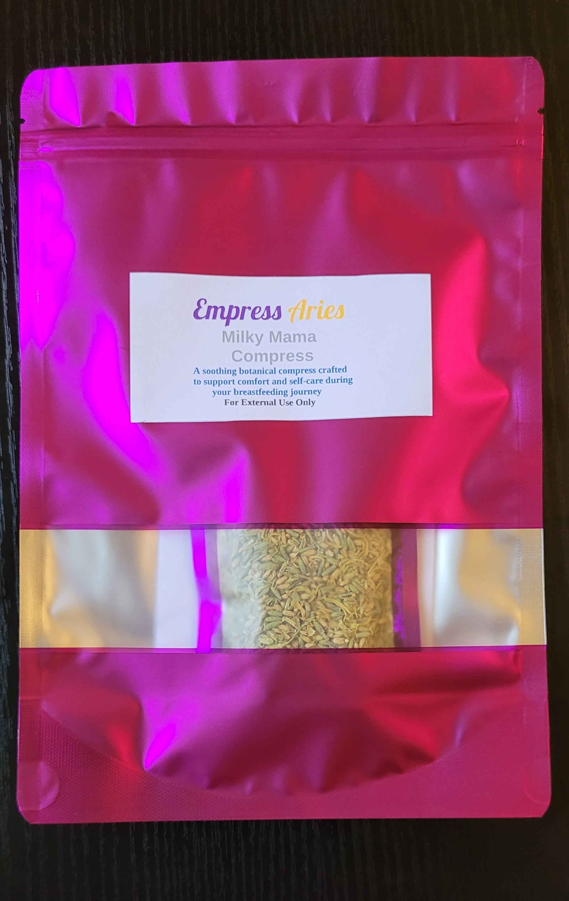 Milky Mama Compress packaging by Empress Aries